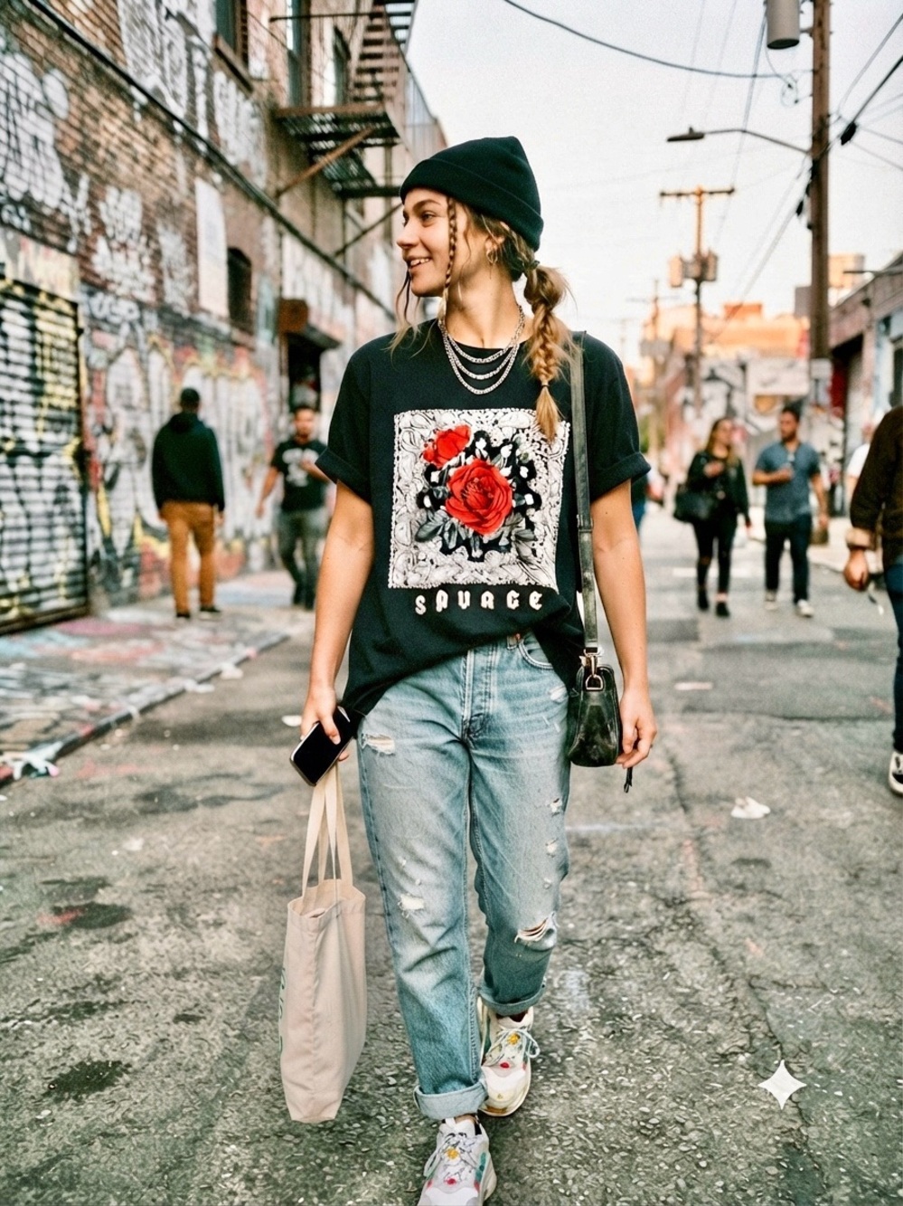 Popular Poison Savage Roses Graphic T-Shirt 4XL Oversized Streetwear Tee Black